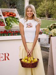 Gingham Fruit Graphic Crop Tee