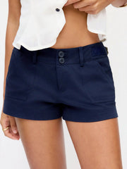 Cotton-blend Low Rise Utility Pocket Micro Shorts