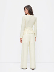 Fringe Hem Ruched Top & Mid Rise Pants Set