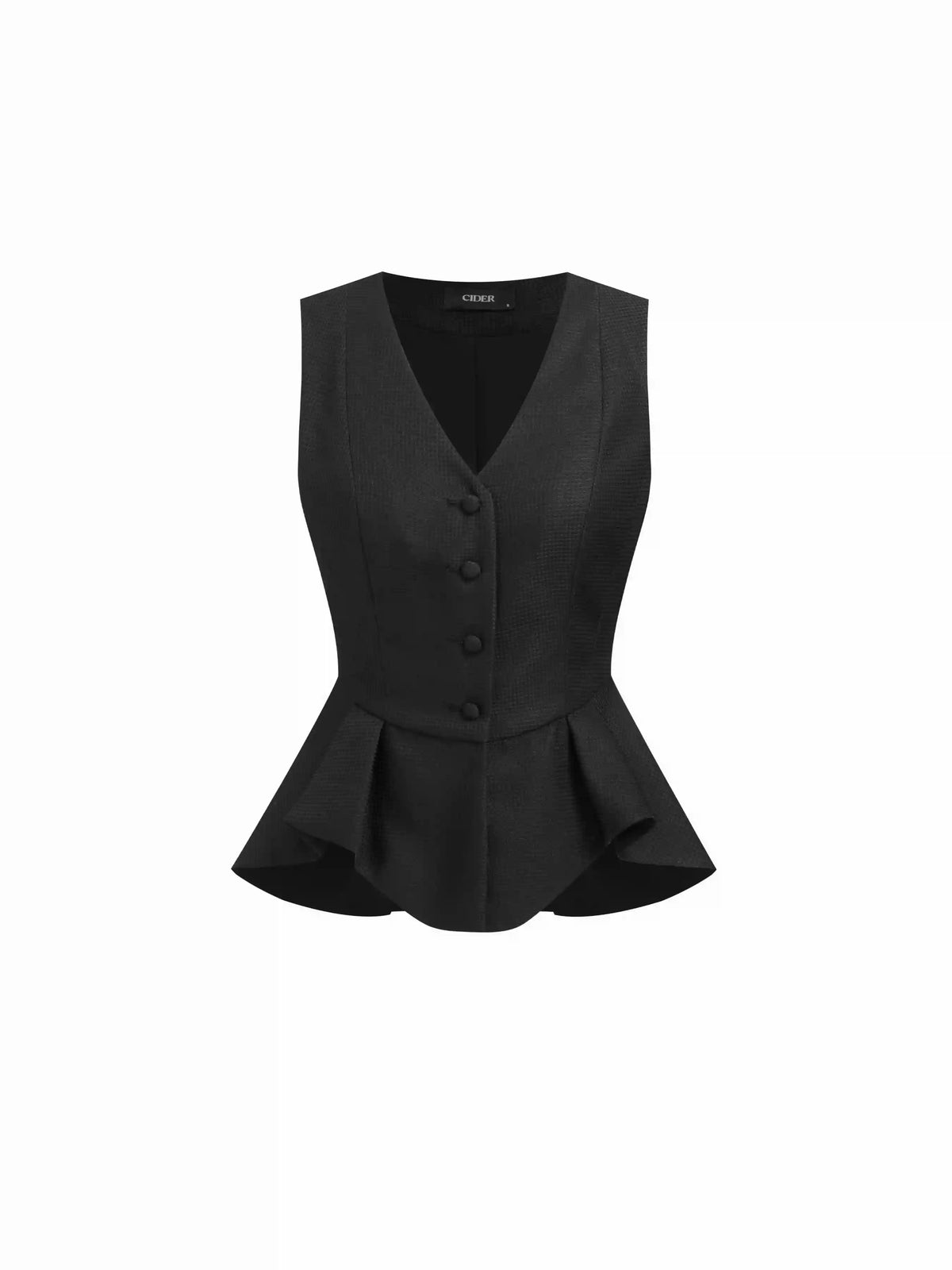 V-neck Ruffle Hem Peplum Blazer Vest