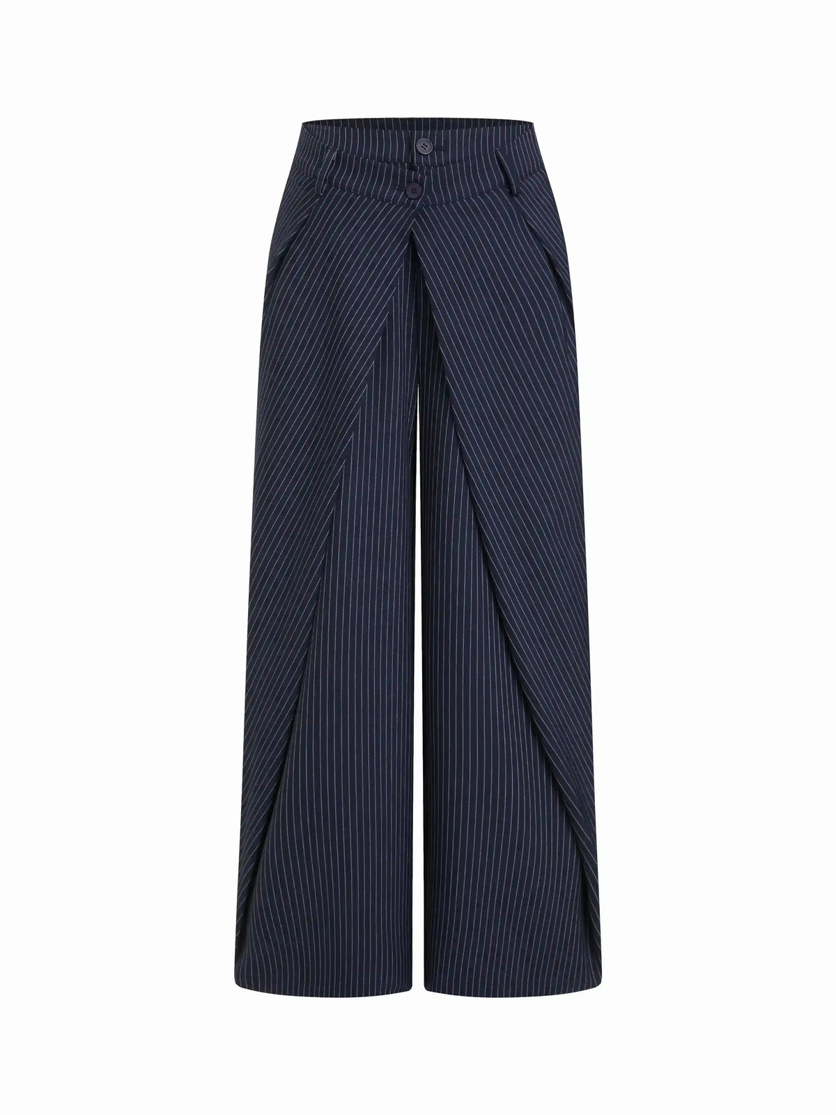 Striped Low Rise Pleated Straight Leg Trousers