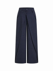 Striped Low Rise Pleated Straight Leg Trousers