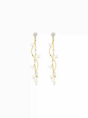 RHINESTONE DECOR FLOWER DROP EARRINGS
