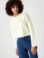 Round Neck Cable Knit Sweater