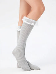 LACE TRIM OVER THE CALF SOCKS