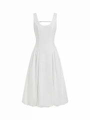 Scoop Neck Draped Bubble Hem Maxi Dress
