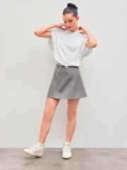 Mid Rise Solid Mini Skort