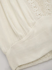 Stand Collar Lace Embroidery Crop Tank Top