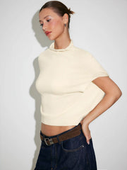High Neck Cloak Sleeve Knit Top