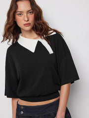 Knit Colorblock Oversized Short Sleeve Top