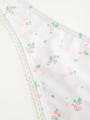 Halter Neckline Floral Tankini Tie Side Bikini Set