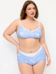 Seashell Graphic Scoop Neckline Bracelet Bikini Set With Shorts Curve & Plus