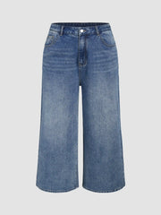 Denim Solid Pocket Baggy Jeans Curve & Plus