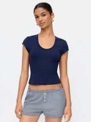 Cotton Scoop Neck Short Sleeve Tee