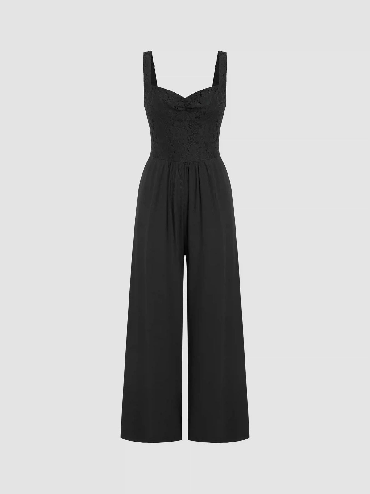 V-neck Lace Wide Leg Jumpsuit