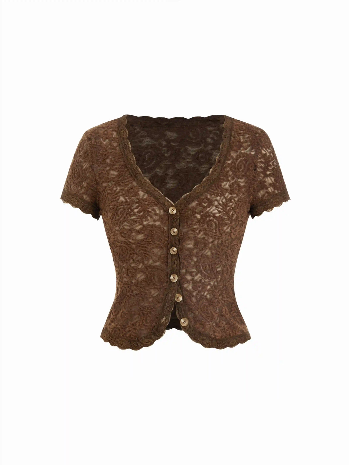 Lace Sweetheart Short Sleeve Slim Top