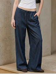 Low Rise Drawstring Wide Leg Trousers