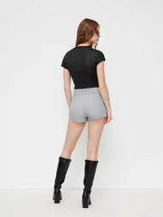Mid Rise Button Micro Shorts