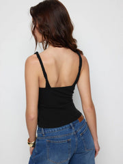 Viscose Cowl Neck Twist Knotted Cami Top with Metal Detail