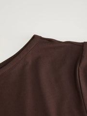 High Stretch Asymmetrical Neck Drawstring Romper With Belt