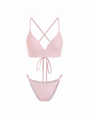 V-neck Gingham Criss-Cross Bikini Set