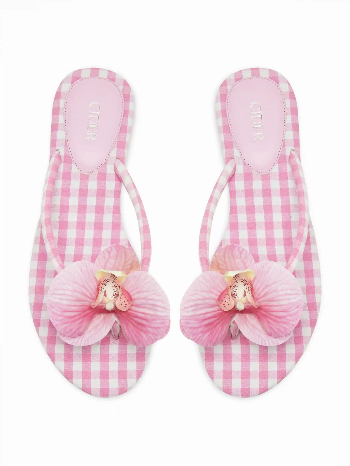 FLOWER & GINGHAM FLIP-FLOP SLIPPERS