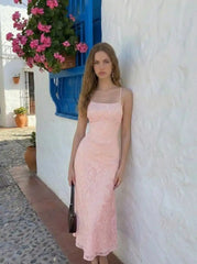 Jacquard Floral Tie Back A-line Maxi Dress