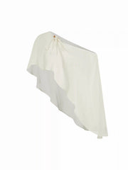 Chiffon Asymmetrical Neck Bowknot Wooden Bead Oversized Cover Up Set