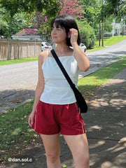 High Waist Contrast Binding Gym Shorts