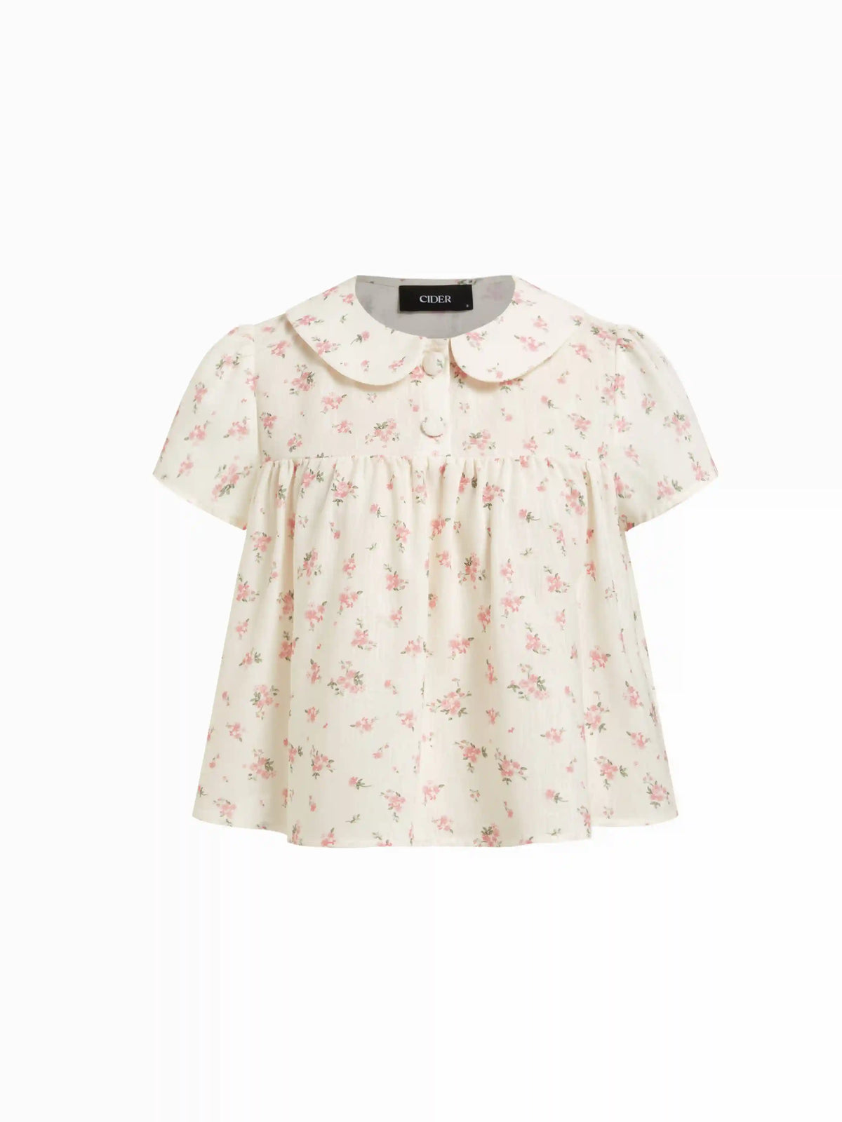 Floral Peter Pan Collar Short Sleeve Blouse