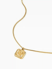 Letter Square Pendant Necklace