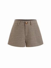 Jacquard Houndstooth Button Low Rise Shorts