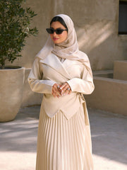 Tie Back Asymmetrical Hem Top & Mid Rise Pleated Maxi Skirt Set
