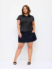 Cotton-blend Peter Pan Collar Striped Blouse Curve & Plus