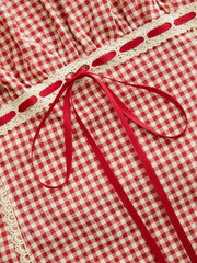 Gingham Square Neck Ruched Corset Tank Top Curve & Plus