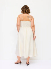Linen-blend Sweetheart Neck Metallic Decor A-line Maxi Dress Curve & Plus