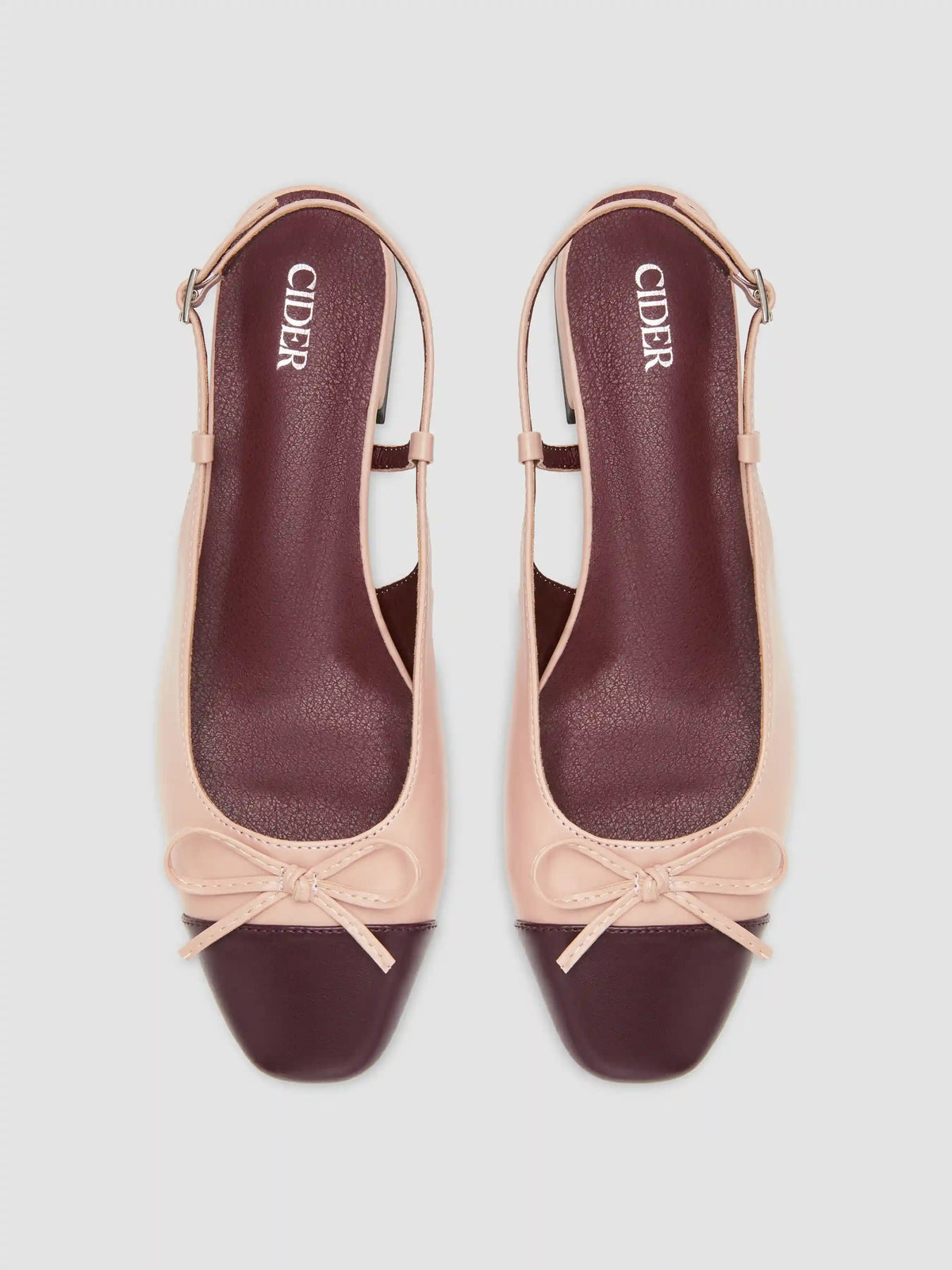 TWO-TONE BOW SLINGBACK MARY JANE FLATS
