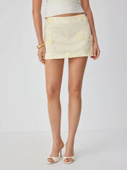Lace Low Rise Floral Mini Skirt