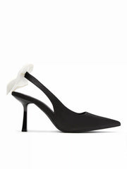 BOWKNOT POINTED TOE SLINGBACK HEELS