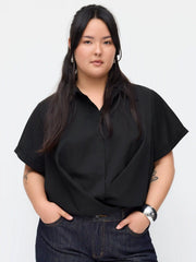 Collar Twist Oversized Shirt Bodysuit Curve & Plus
