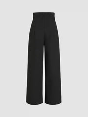 Solid High Waist Knitted Wide Leg Trousers