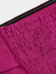 Solid Shirred Tube Top & High Waist Pants Set