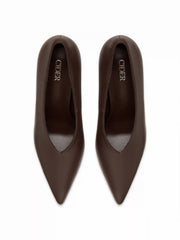 POINTED-TOE FAUX LEATHER HEELS