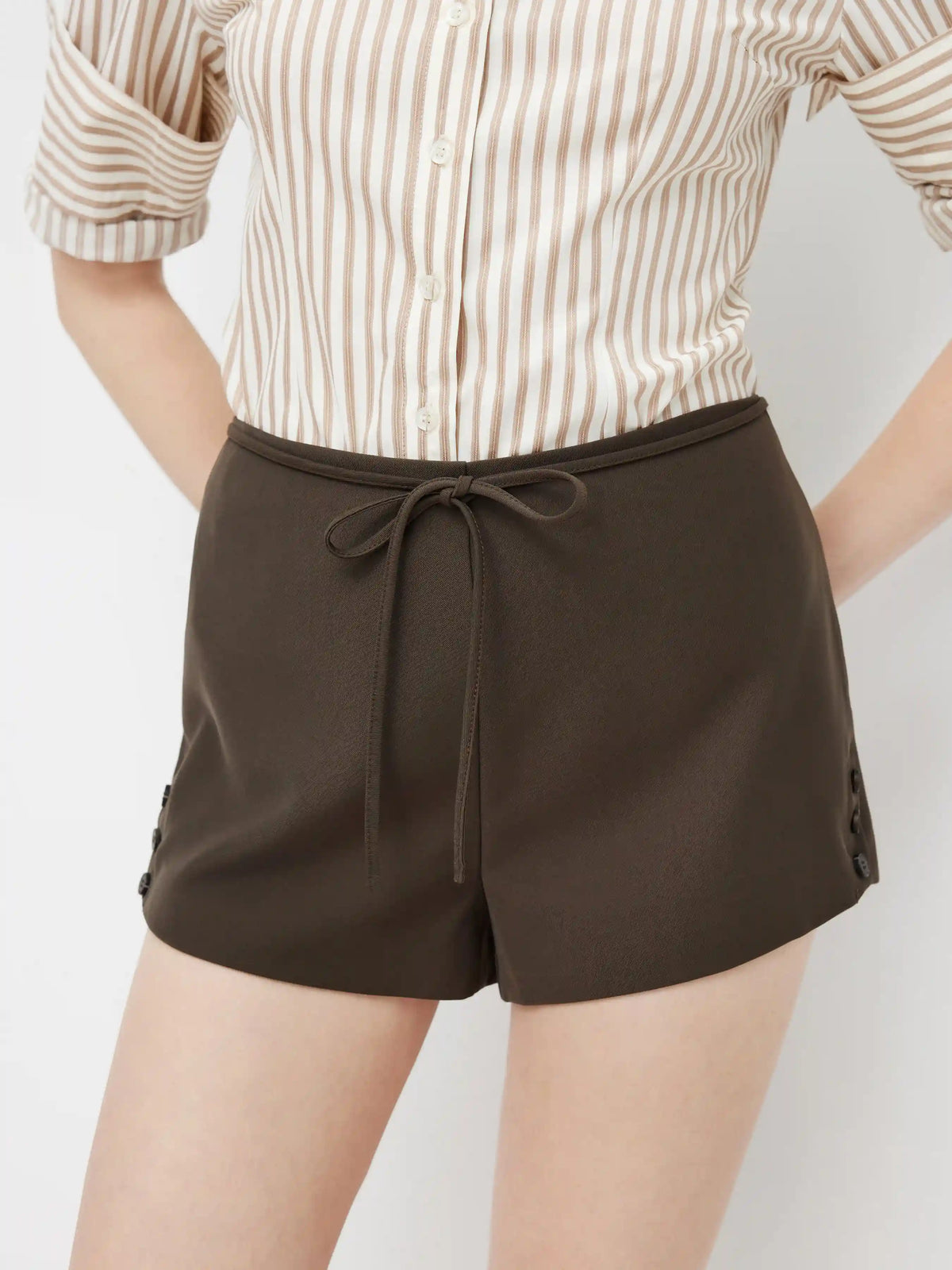 Low Rise Knotted Side Button Micro Shorts
