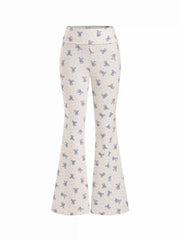 Cotton-blend Bear Graphic Low Rise Flared Trousers