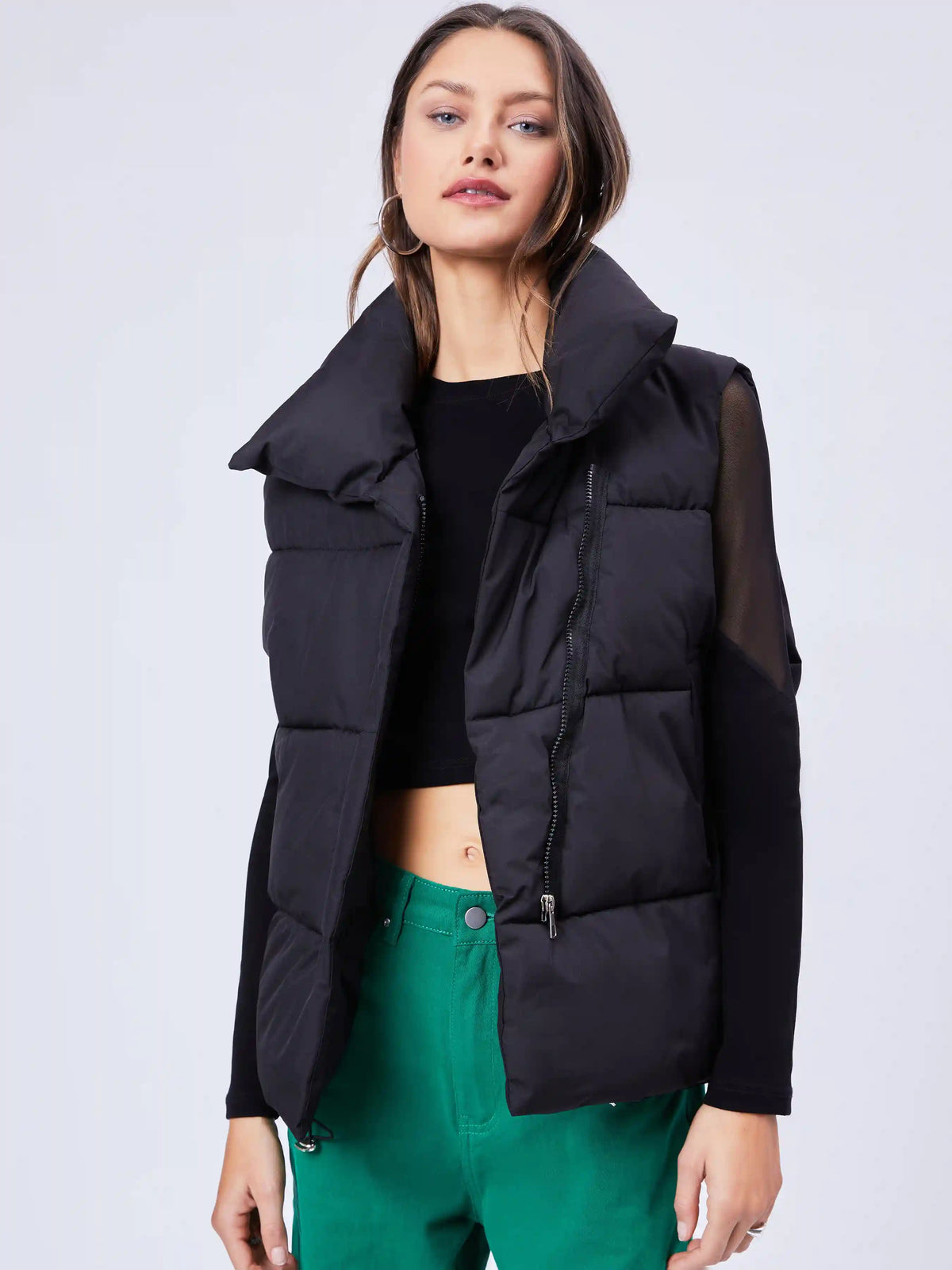 Thermal Solid Drawstring Puffer Vest