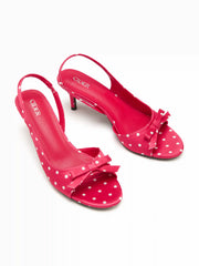 BOWKNOT DECOR POLKA DOT SLINGBACK SANDALS