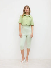 Tweed Collar Button Crop Jacket