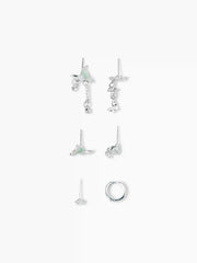 3 PAIRS BUTTERFLY & FLOWER EARRINGS SET