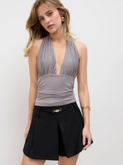 Belted High Rise Pleated Shorts